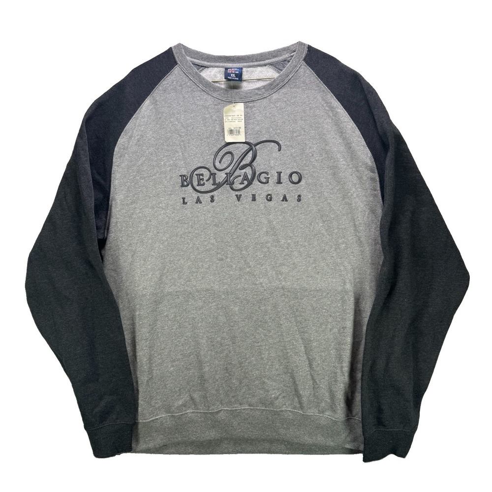 Vintage Bellagio Las Vegas Sweatshirt Mens 2XL Gray Long Sleeve Crewneck NWT